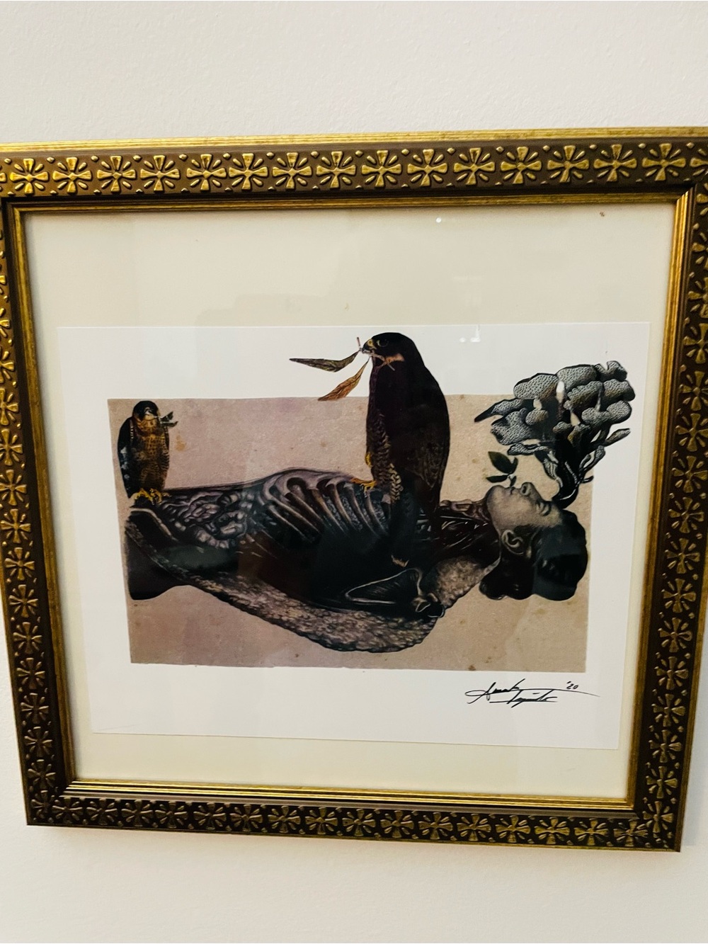 Amanda Left-Signed collage-ink & pen Print-2020-surrealist art-resurrection